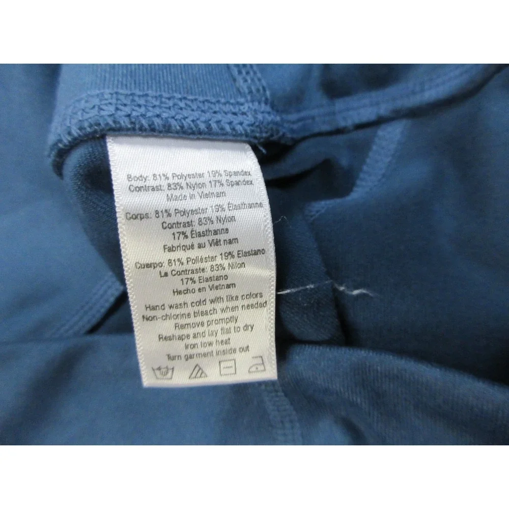 Alo Yoga Capri Pants Womens M Blue Colorblock High Rise Leggings Athletic Gym